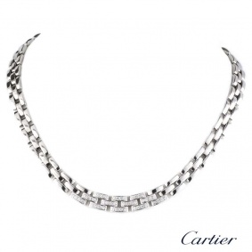 Cartier 18k White Gold Diamond Set Maillon Panthere Necklace